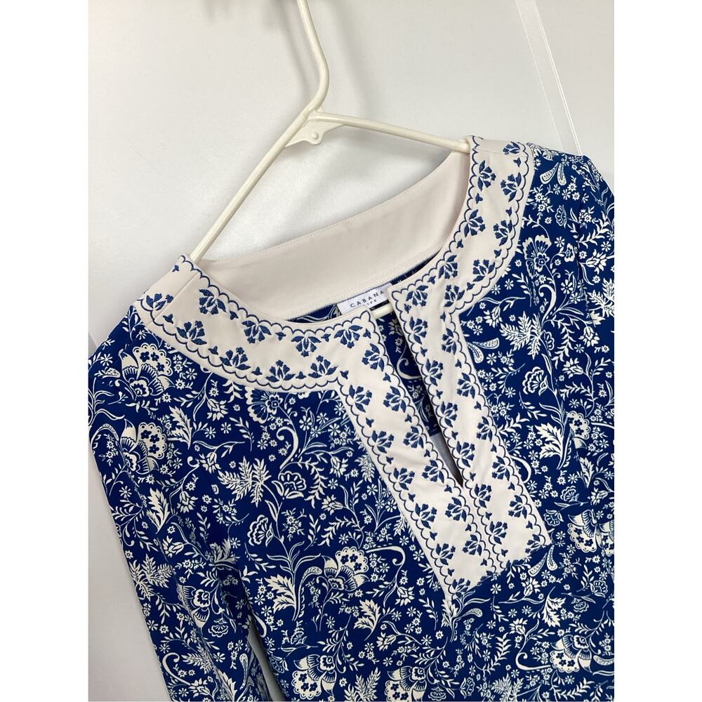 Cabana Life Aspen embroidered Tunic dress blue floral print women's size medium - Picture 3 of 12